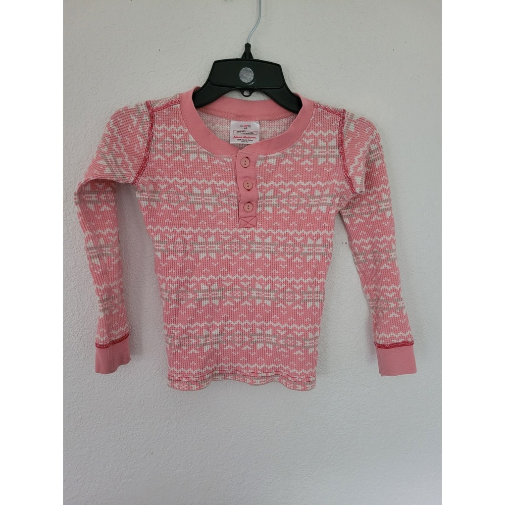 Hanna‎ Andersson Pink Fair Isle Organic Cotton Thermal Henley Top Size 5 #3